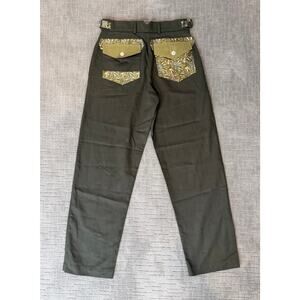 NWT Nicholas Daley Green Khaki Mix Double-Pocket Patchwork Straight Leg Pants